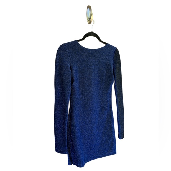 Lucy In The Sky Blue Shimmer Long Sleeve Backless Mini Dress XS - Picture 4 of 9